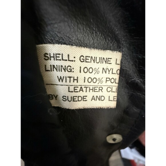 Genuine Leather Black Belted Vintage Jacket Faux Fur Collar Coat Women SZ Small - Picture 7 of 14